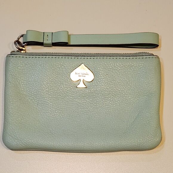 Kate Spade Leroy Street Bee Wristlet Mint Mojito, Leather, VG Condition, Pastel - Picture 1 of 9